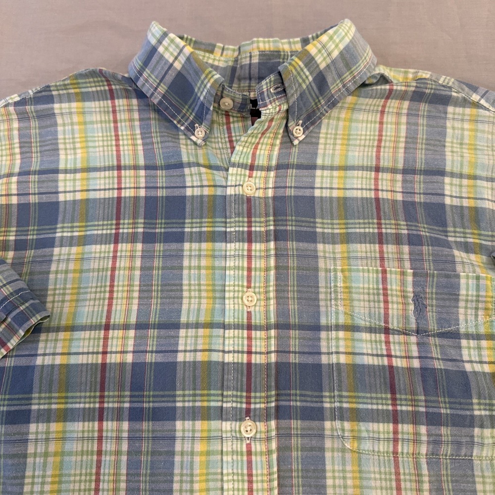 Ralph Lauren Sport Men's Pastel Short Sleeve Button Down 100% Cotton Shirt Large